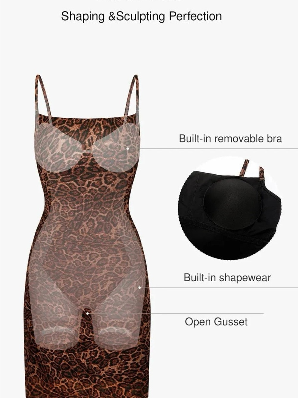 Shapewear Mesh Tummy Control
Adjustable Strap Slip Dress - Picture 2 of 6